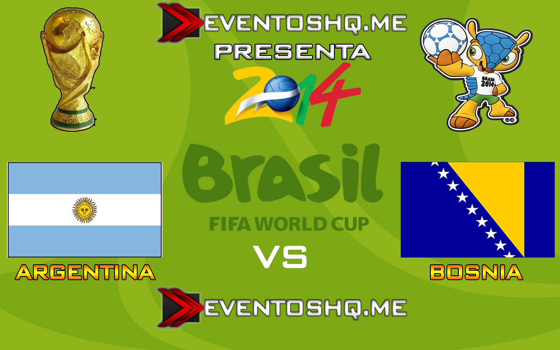 Ver en Vivo Argentina vs Bosnia y Herzegovina Mundial Brasil 2014 www.eventoshq.me