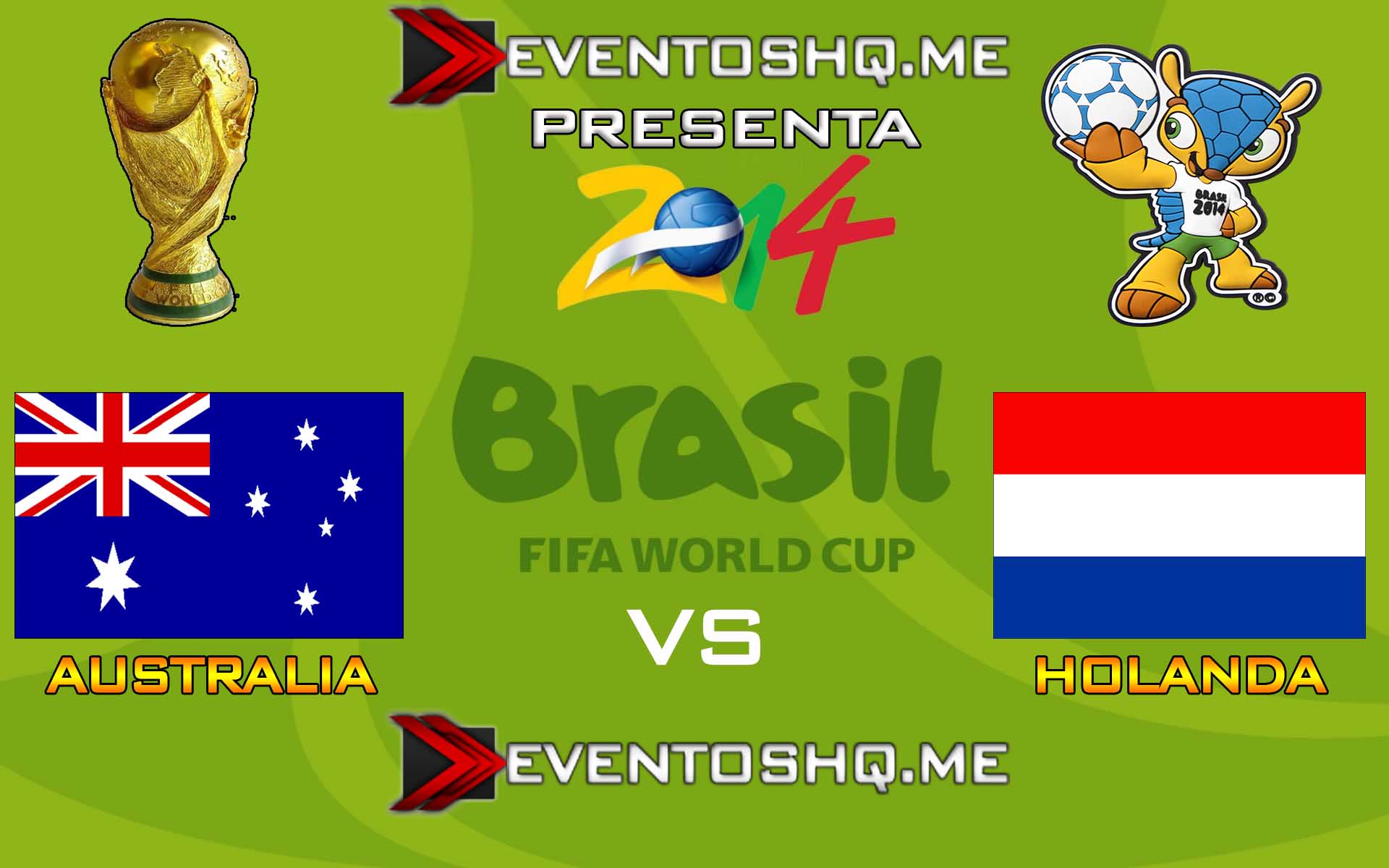 Ver en Vivo Australia vs Holanda Mundial Brasil 2014 www.eventoshq.me