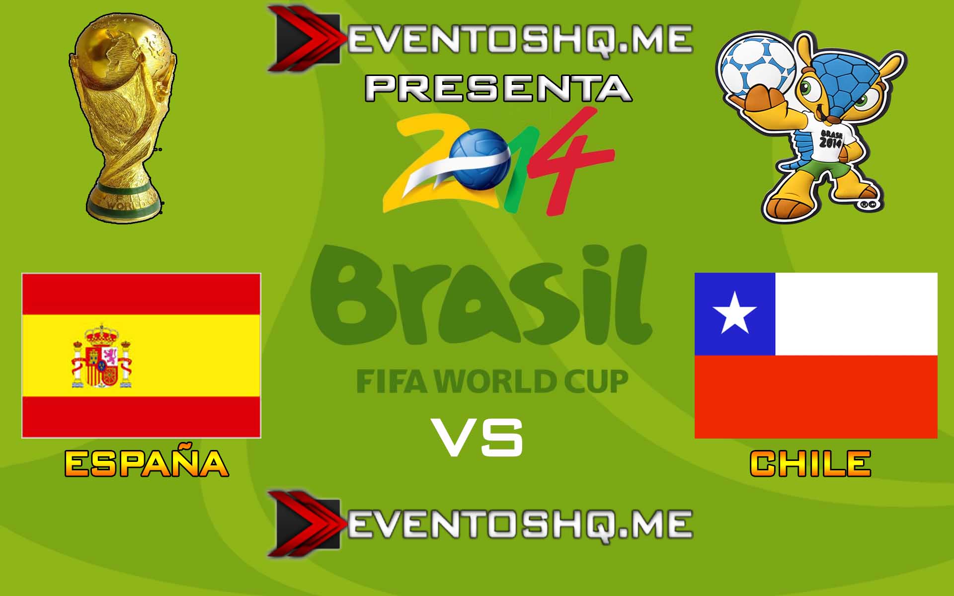 Ver en Vivo España vs Chile Mundial Brasil 2014 www.eventoshq.me