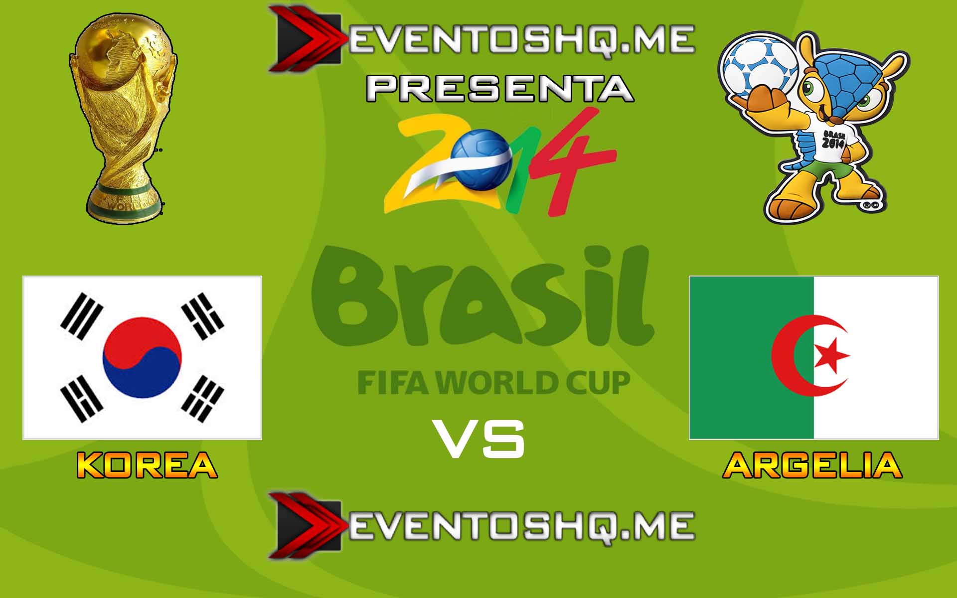 Ver en Vivo Korea vs Argelia Mundial Brasil 2014 www.eventoshq.me
