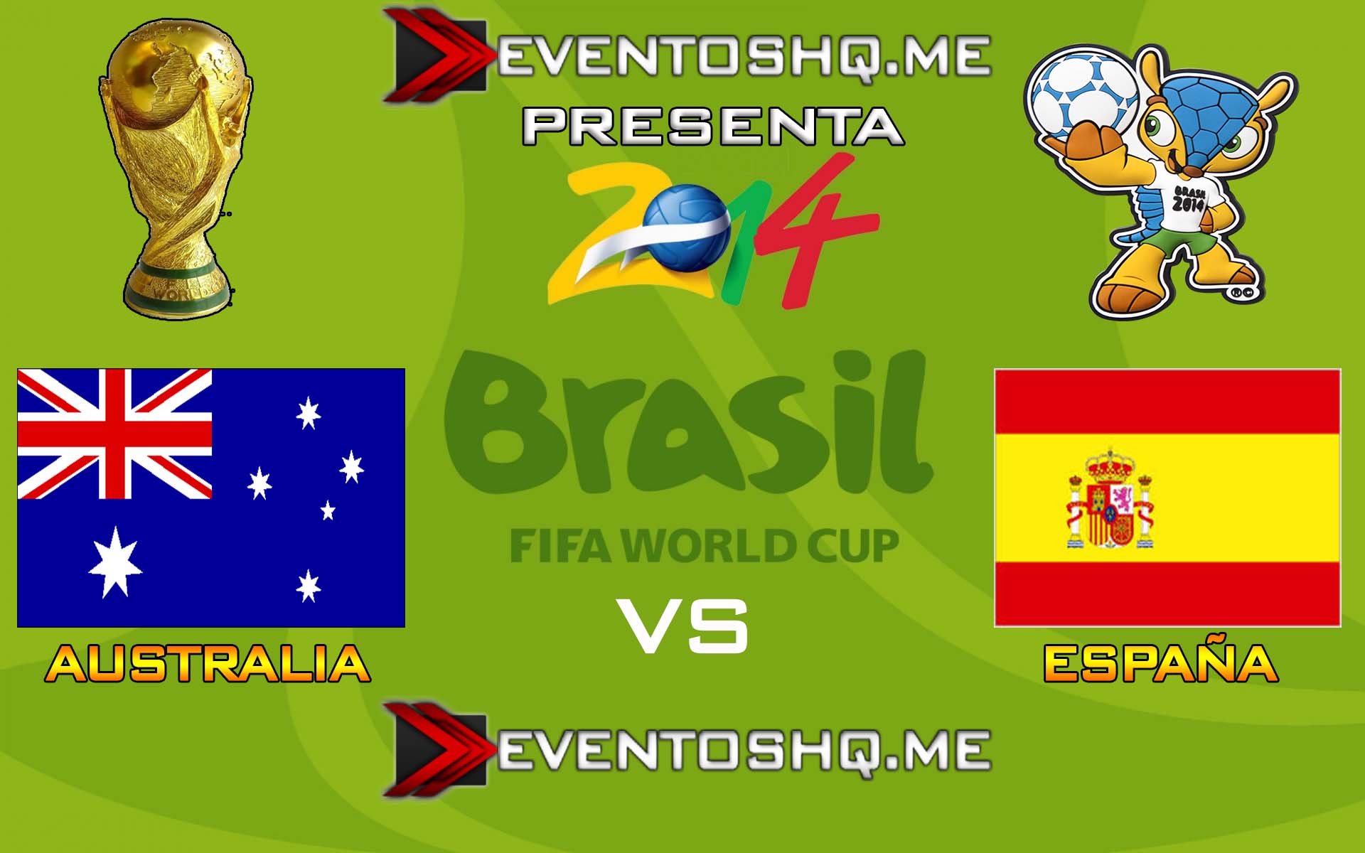 Ver en Vivo Australia vs España Mundial Brasil 2014 www.eventoshq.me