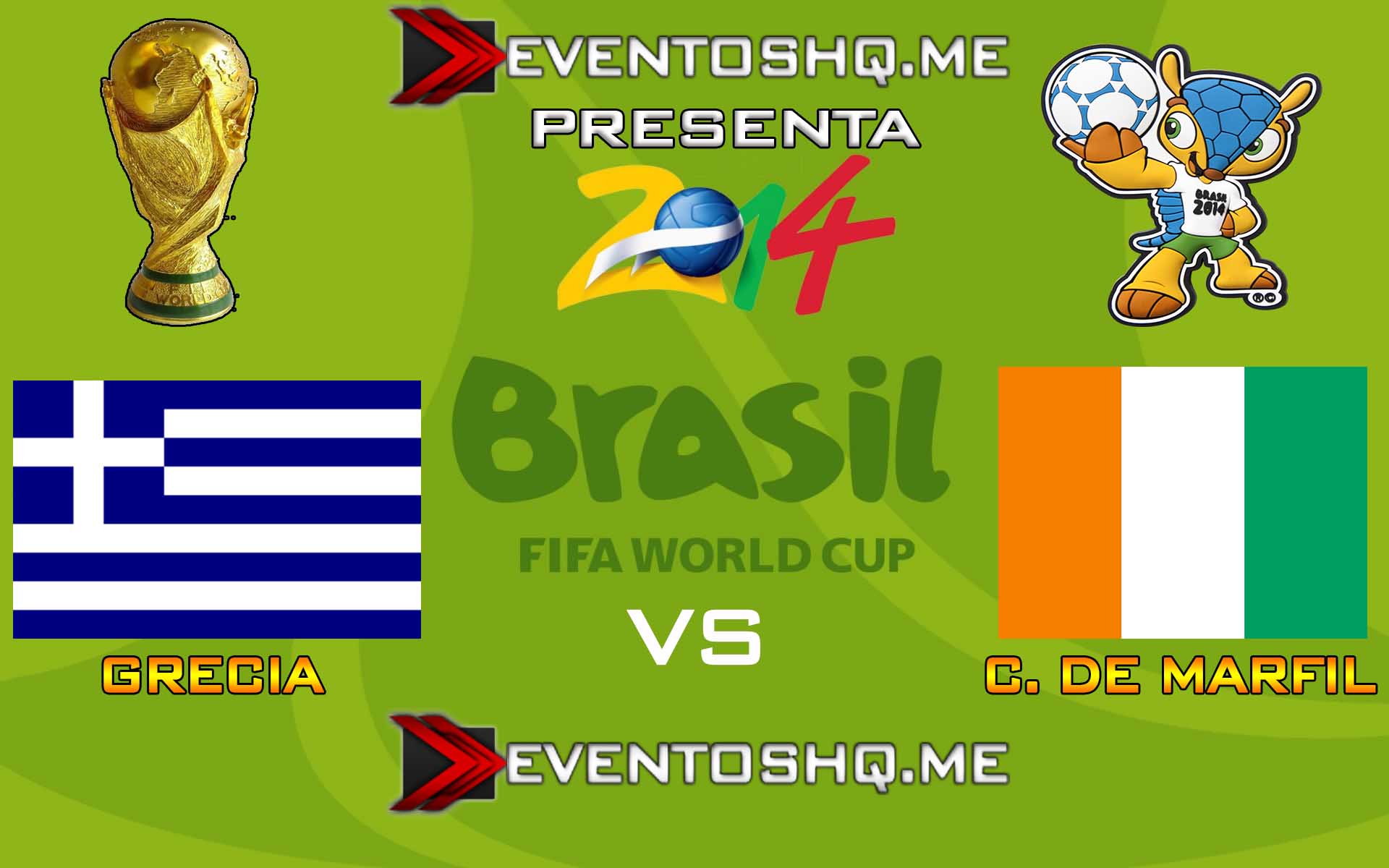 Ver en Vivo Grecia vs Costa de Marfil Mundial Brasil 2014 www.eventoshq.me
