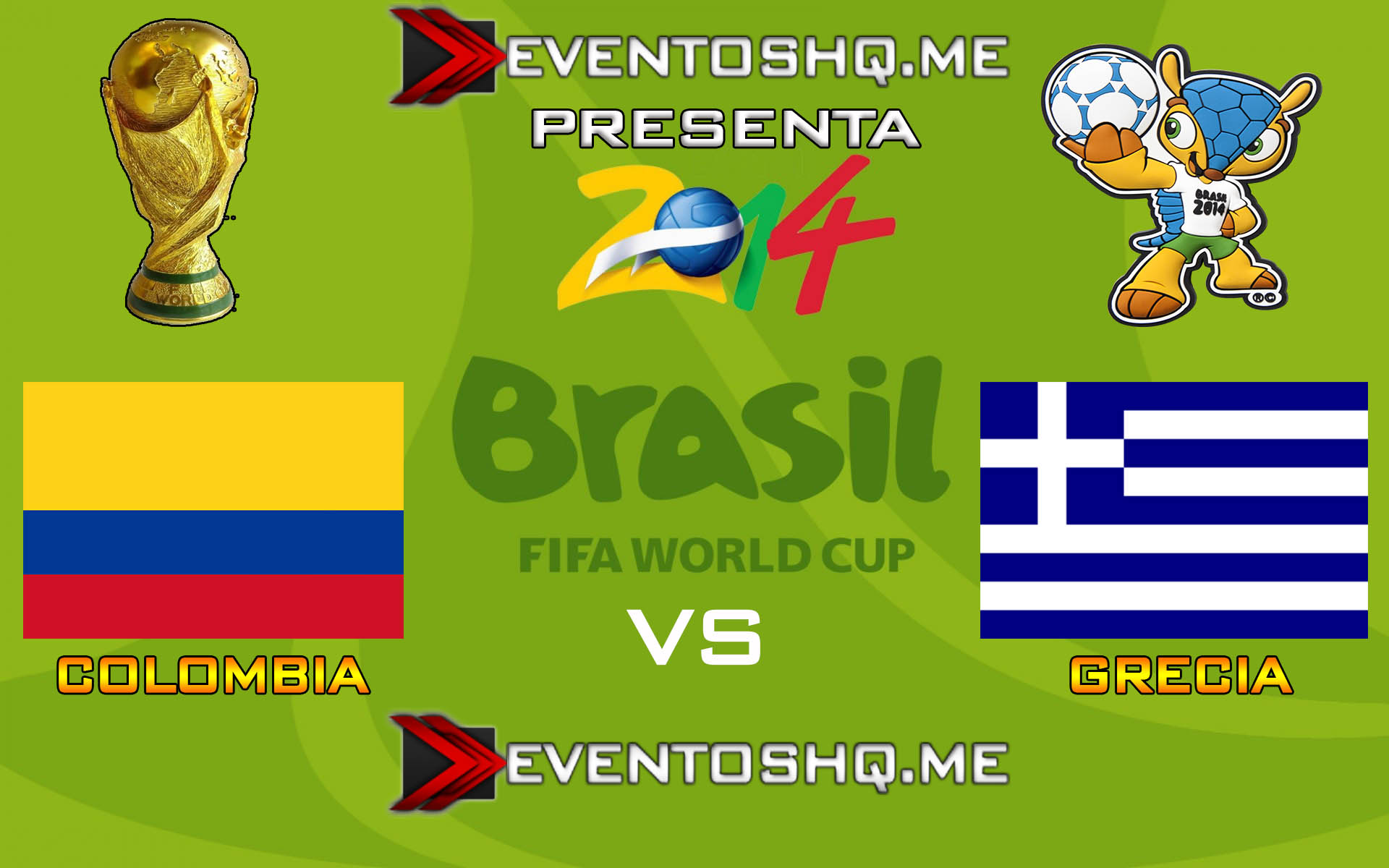 Ver en Vivo Colombia vs Grecia Mundial Brasil 2014 www.eventoshq.me
