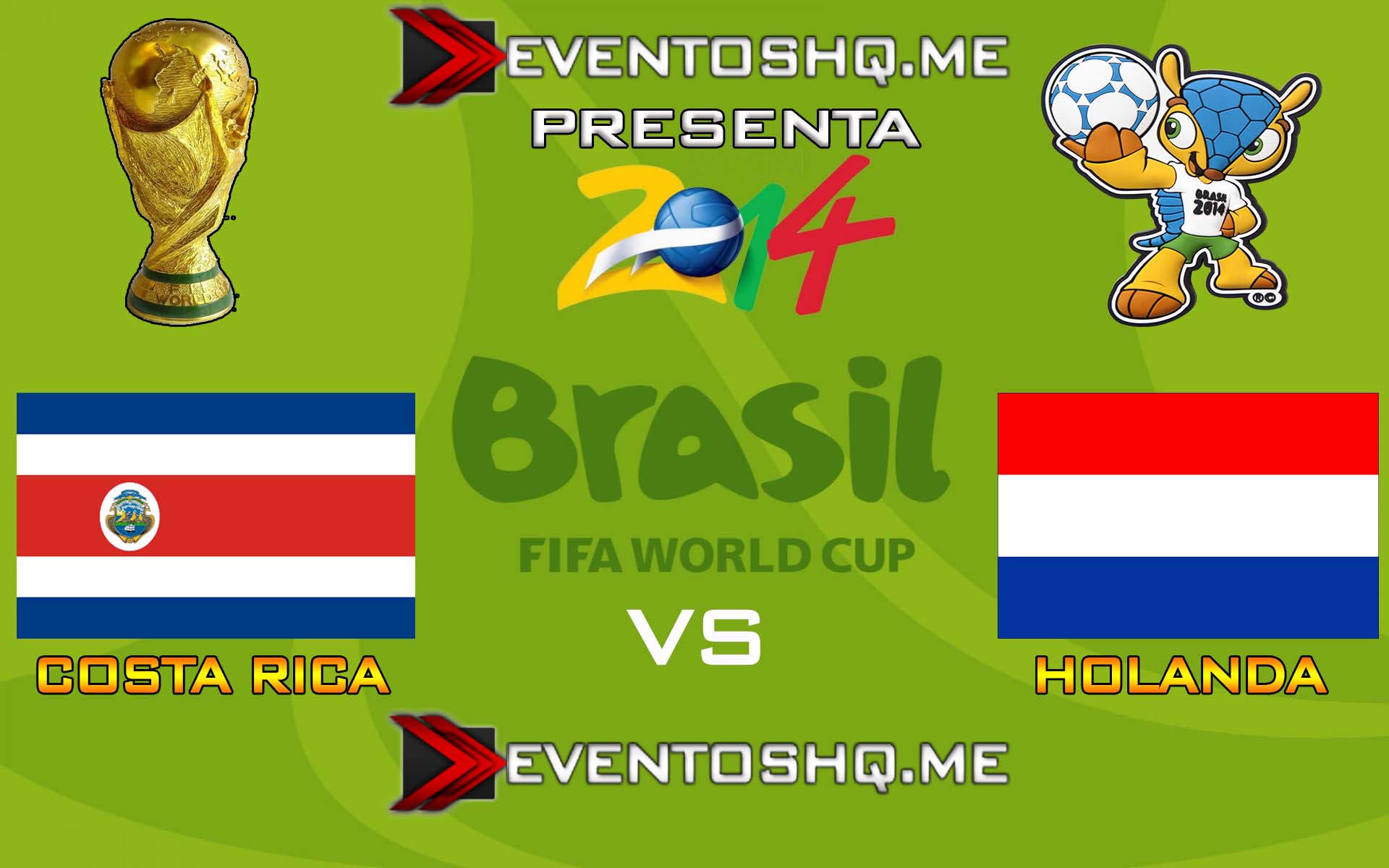 Repeticion Costa Rica vs Holanda - Copa Mundial Fifa Brasil 2014 Español Latino Online 5 de Julio 2014