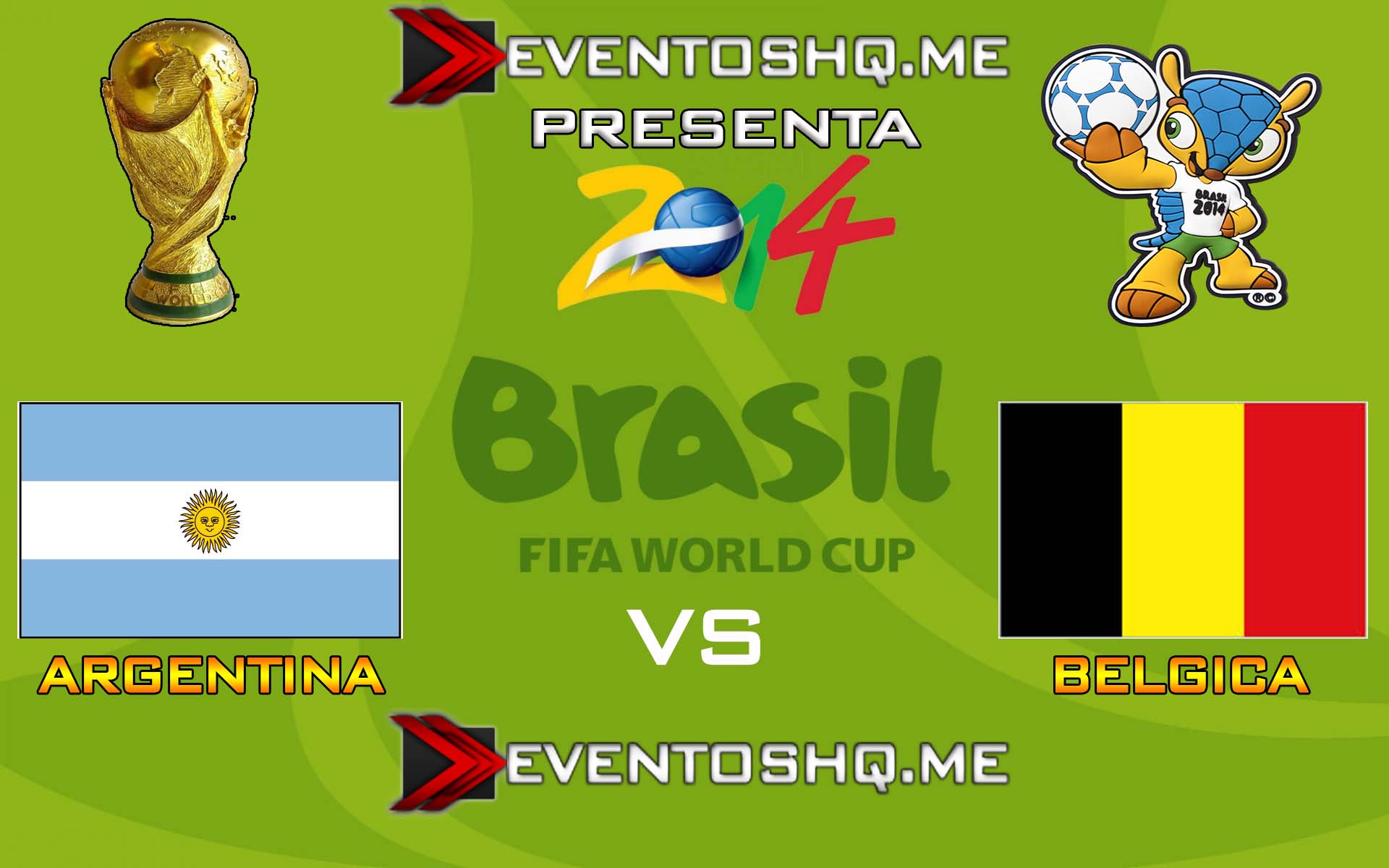 Repeticion Argentina vs Belgica - Copa Mundial Fifa Brasil 2014 Español Latino Online 5 de Julio 2014